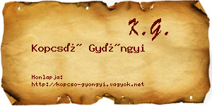 Kopcsó Gyöngyi névjegykártya